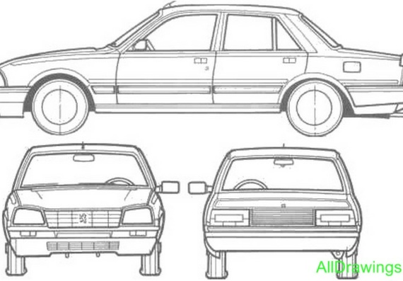 Peugeot 505 (1991) (Пежо 505 (1991)) - чертежи (рисунки) автомобиля